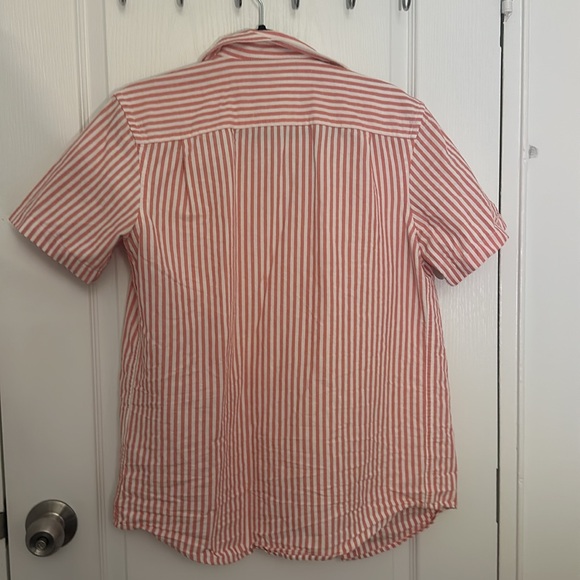 Pink and white vertical stripes short sleeve button down - Picture 4 of 4
